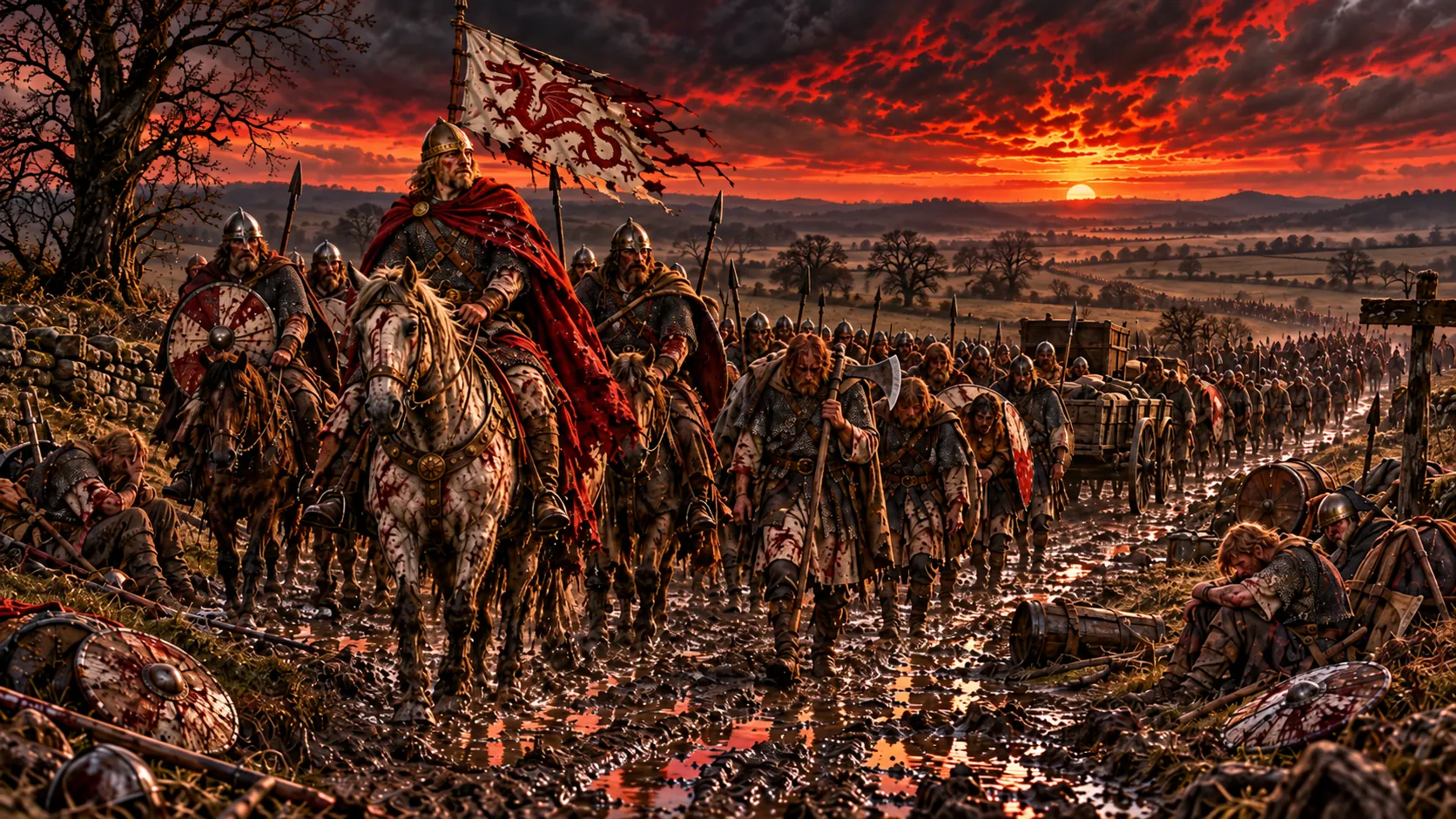 Illustrative reconstruction of Harold's army on an exhausted forced march after Stamford Bridge
